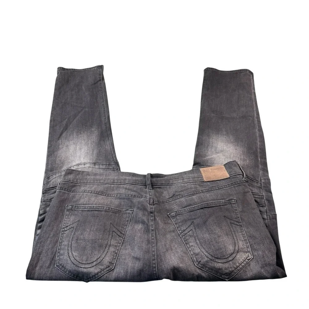 True Religion Distressed Geno‎ Moto Black Relaxed Slim Men's Jeans Size 38x32